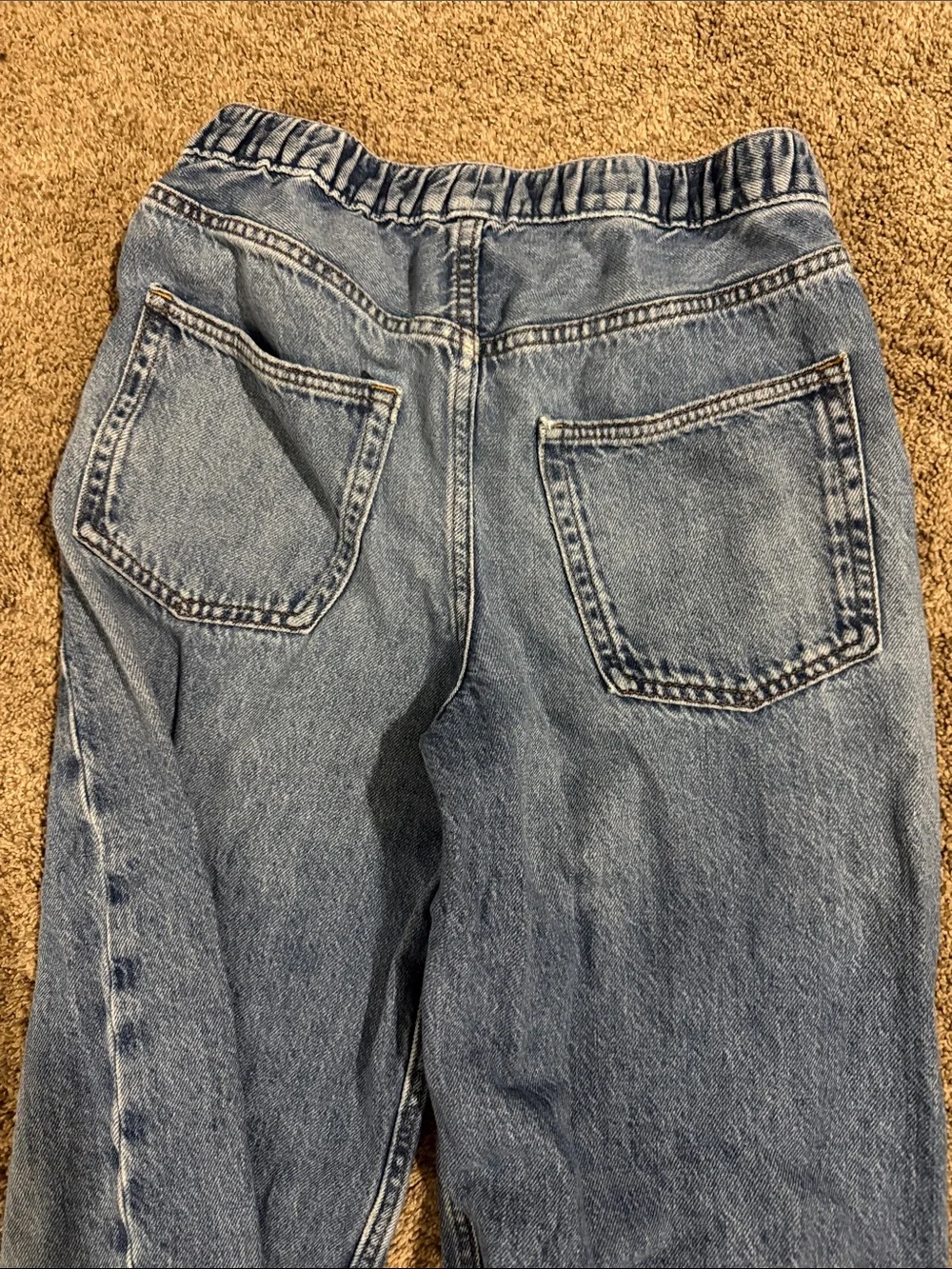 GAP Medium Blue Kids Denim barrel Jeans with Elastic Waist